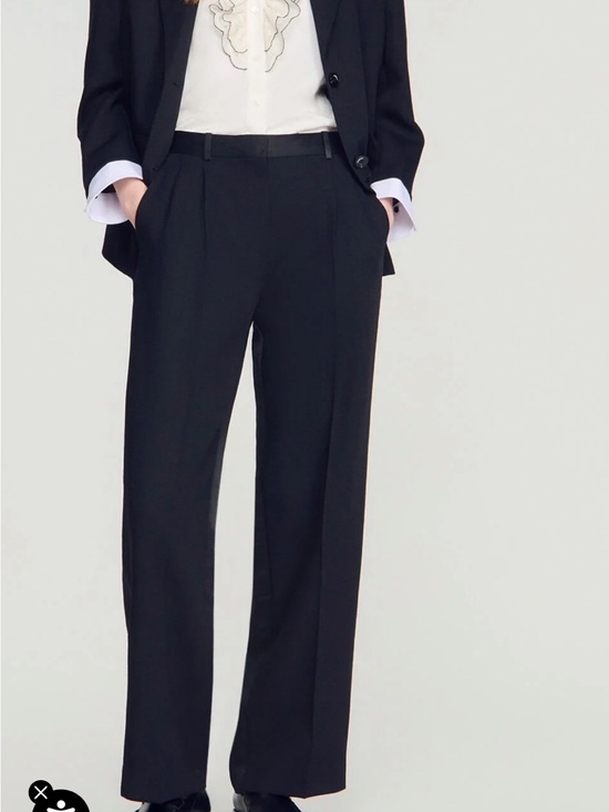 Sandro Pants - Sandro Black Wide-Leg Tailored Trousers